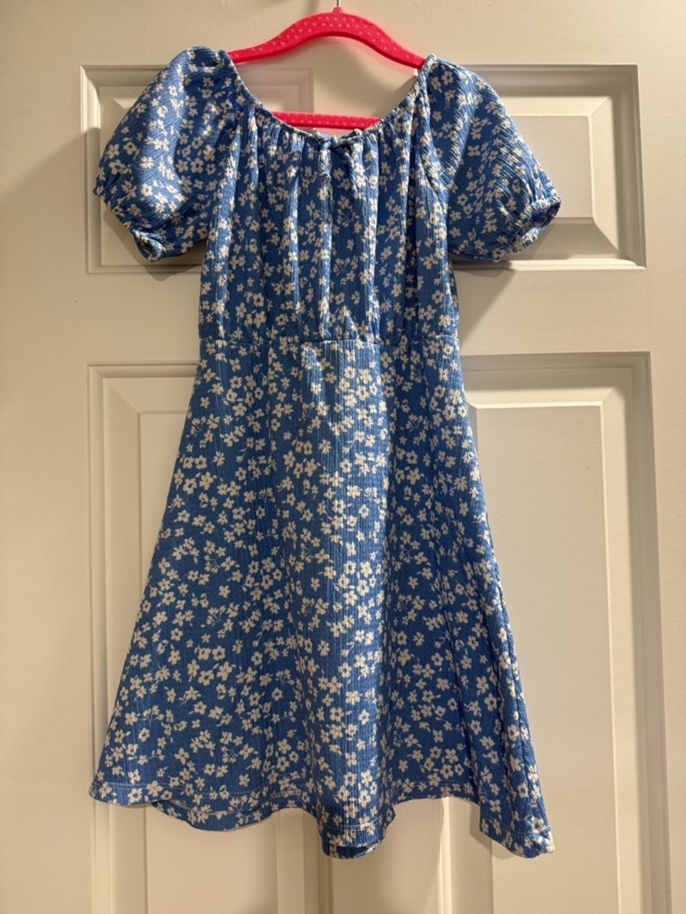 Zara Blue Floral Puff-Sleeve Sundress